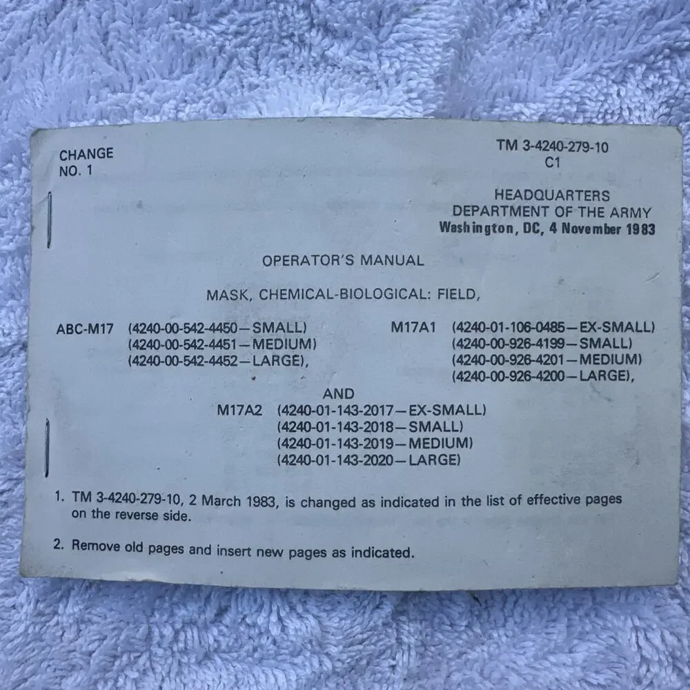 Cold War US Army NBC Chemical Biological Nuclear Training Manual & Survival Card